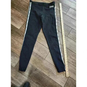 Victoria’s Secret Pink Leggings Women’s Medium Black w White Logo Yoga Pants